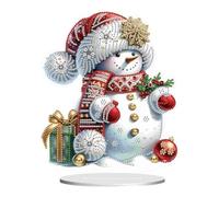 Fiorky Christmas Diamond Painting Tabletop Ornaments Kit Acrylic Table Top Diamond Painting Ornament Kits Winter Snowman 5D DIY Diamond Art Tabletop Decorations Round+Special Shape Office