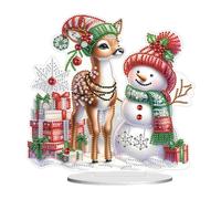 Fiorky Christmas Diamond Painting Tabletop Ornaments Kit Acrylic Table Top Diamond Painting Ornament Kits Winter Snowman 5D DIY Diamond Art Tabletop Decorations Round+Special Shape Office
