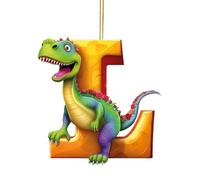Fiorky Christmas Dinosaur Pendant Decoration Christmas Tree Ornament Acrylic Dino Figures Hanging Gift with Hanging Rope Dinosaur Letter Shape Hanging Ornament Alphabet Cartoon Pendant