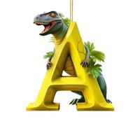 Fiorky Christmas Dinosaur Pendant Decoration Christmas Tree Ornament Acrylic Dino Figures Hanging Gift with Hanging Rope Dinosaur Letter Shape Hanging Ornament Alphabet Cartoon Pendant