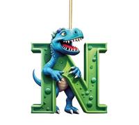 Fiorky Christmas Dinosaur Pendant Decoration Christmas Tree Ornament Acrylic Dino Figures Hanging Gift with Hanging Rope Dinosaur Letter Shape Hanging Ornament Alphabet Cartoon Pendant