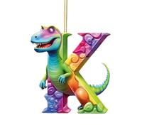 Fiorky Christmas Dinosaur Pendant Decoration Christmas Tree Ornament Acrylic Dino Figures Hanging Gift with Hanging Rope Dinosaur Letter Shape Hanging Ornament Alphabet Cartoon Pendant