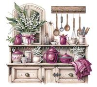 Fiorky Diamond Painting Kits for Adults 5D DIY Partial Special Shaped Drill Diamond Painting Cabinet for Home Wall Decor 30x30cm