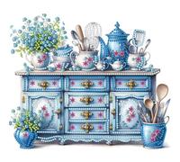 Fiorky Diamond Painting Kits for Adults 5D DIY Partial Special Shaped Drill Diamond Painting Cabinet for Home Wall Decor 30x30cm
