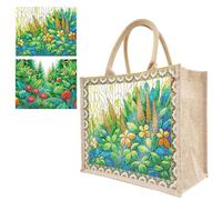 Fiorky Diamond Painting Linen Garden Animal Diamond Environmental Protection Bag Handmade Rhinestone Craft Reusable Gro-cery Bag with Handles Merchandise Bags for Women Christmas Gifts