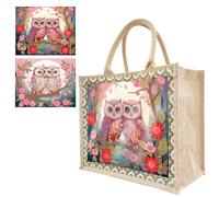 Fiorky Diamond Painting Linen Garden Animal Diamond Environmental Protection Bag Handmade Rhinestone Craft Reusable Gro-cery Bag with Handles Merchandise Bags for Women Christmas Gifts