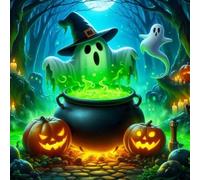 Fiorky DIY 5D Kit for Adults Beginners, Full Round Drill Halloween Ghost for Wall & Office Decor 40x40cm