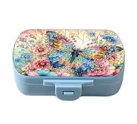 Fiorky DIY Diamond Art Pill Case, Flowers 5D Diamond Painting Dot Pill Case Diamond Painting Pill Dispenser 6 Grid Moisture-Proof Pill Organizer for Outdoor Travel Art Craft Gift
