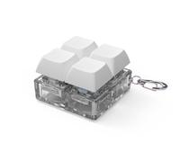 Fiorky Fidget Keyboard Clicker Fidget Toy, 4 Button Fidget Keyboard Keychain with LED Light Stress Relief Toys for Adults Kids, Stress Relief ADHD Sensory Toys for Boys Girls (B White)