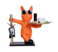 Fiorky French Bulldog Statue Ornaments Resin Cool Dog Sculpture, Bulldog Art Figurines with Pallet Storage Key Bowl Crafts for Entrance Hallways Home Desktop Decoration
