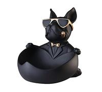 Fiorky French Bulldog Statue Ornaments, Resin Cool Dog Statue Desk Storage Tray Animal Sculpture Gift, Key Bowl for Hallways Art Collectibles Table Decoration