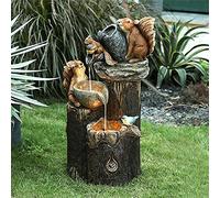 Fiorky Garden Statue - Solar Powered Squirrel Water Fountain Ornaments Sculptures with Light, Outdoor Garden Animal Sculptures Vintage Statue Ornaments for Garden Patio Decoration