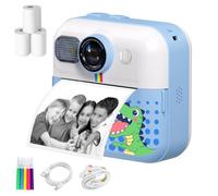 Fiorky Kids Mini Instant Print Camera 2.4 Inch Screen Child Digital Camera with 3 Rolls Print Paper Child Drawing Camera 48MP 1080P Video for Girls Boys Aged 3-12 Gift for Christmas/Birthday