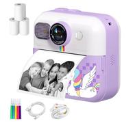Fiorky Kids Mini Instant Print Camera 2.4 Inch Screen Child Digital Camera with 3 Rolls Print Paper Child Drawing Camera 48MP 1080P Video for Girls Boys Aged 3-12 Gift for Christmas/Birthday