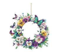 Fiorky PVC Double Sided Special Shaped Flower Butterfly DIY 5D Crystal Rhinestone Wreath Kits Diamond Art Painting Hanging Garland Ornament for Wall Door Decor