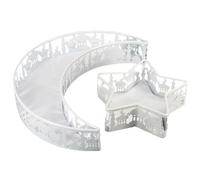 Fiorky Ramadan Tray Eid Mubarak Moon Star Tray, 2Pcs Islam Muslim Al-Fitr Iftar Party Food Serving Tray Ramadan Dinner Plate Tray Tableware Dessert Display Holder Decoration