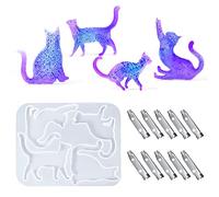 Fiorky Silic Mold - Rin Brooch Eng Mould, Animal Molds for Epoxy Jewelry Casting th 10pcs Pin l for DIY Crafts kle Keycns Pendant Ornaments, (Cat Shaped)