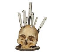 Fiorky Skull Knfe Holder for Kitchen Storage, Resin Kitchen Knives Holder Creative Fruit Chopping Knfe Stand Gothic Kitchen Knfe Holder Gadgets for Home Decor, Novelty for Halloween