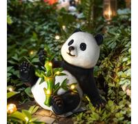 Fiorky Solar Garden Statues Panda Figurine Lights for Outdoor,Panda Statue Light Resin Panda-Lawn Outdoor Decor Waterproof Cute Figurine Garden Decor Unique Housewarming Gifts for Mom, Women