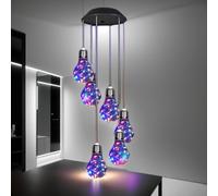 Fiorky Solar Wind Chimes, Wire Colorful Lights Bulb Solar Wind Chimes 30LED & Copper Hanging Lights Outdoor Windchimes Garden Decor Mom Gifts for Mothers Day Grandma Neighbors Bedroom Yard