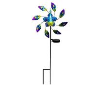 Fiorky Solar Wind Spinner, Peacock Hummingbird Pinwheel Waterproof Landscape Lamp Colorful Iron Windmill Decorative Light Lighting Ornaments for Garden Ornament for Outdoor Lawn Patio Decor