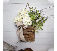 Fiorky Wildflowers Door Hanging Basket Wreath Front Door, Spring Artificial Wildflower Garland Pendant Welcome Sign Easter Home Decor Porch Farmhouse, About 35x40cm/13.77x15.74inch (8zg9qt5lq3tf9mr3)