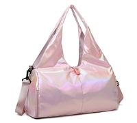 Fiorky Women Dance Crossbody Bag Large Capacity Pearlescent Sports Storage Bag Waterproof Multipocket with Shoe Compartment Dry Wet Separation Leisure Exercise Gym Bag