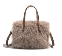 Fiorky Women Faux Fur Shoulder Bag Fluffy Clutch Purse Adjustable Strap Mini Tote Bag Solid Color Satchel Purse for Travel Party
