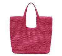 Fiorky Women Summer Straw Handbag Hand-woven Soft Shoulder Bag Woven Tote Bag Beach Bag Crochet Rattan Handbag for Vacation