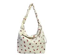 Fiorky Woment Purses and Shoulder Handbags Crossbody Bag Strawberry Pattern Tote Bag with Ruched Strap Strawberry Pattern Satchel Bag Corduroy Large Capacity Female Travel Casual Bag
