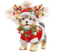 Fiorky Xmas Acrylic Shaking Head West Highland Terrier Diamond Painting Tabletop Ornaments Kit Table Top Diamond Painting Ornament Kits Diamond Art Tabletop Decorations for Home Office Decor