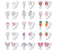 FIOROYAL 10/15 Pairs Kids Clip On Earrings for Girls Non Pierced Silver Hypoallergenic Girls Earrings Set Cute Pearl Butterfly Heart Star Flower Designs, Kids Jewellery, Childrens Gift C