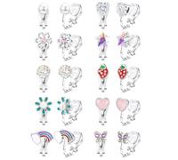 FIOROYAL 10 Pairs Kids Clip On Earrings for Girls Non Pierced Silver W