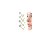 FIOROYAL 4Pcs 14K Gold Filled Nose Stud 20G Surgical Steel Nose Ring Stud 1.5-3mm Round CZ Straight Bend Screw L Shaped Nose Studs Gold Nose Piercing Jewellery Hypoallergenic 18GL