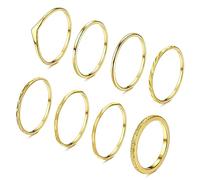 FIOROYAL 8Pcs 14K Gold Plated Rings for Women Stainless Steel Rings Stackable Thin Thumb Ring Simple Stacking Knuckle Ring Wedding Ring Set Gold for Teen Girls O
