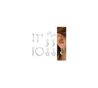 FIOROYAL 925 Sterling Silver Studs Hoop Earrings Set Hypoallergenic Huggie Earrings For Women Dainty CZ Flat Back Earring Stacks Dangle Hoop Cartilage Earring For Multiple Piercings Jewellery