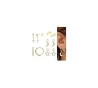 FIOROYAL 925 Sterling Silver Studs Hoop Earrings Set Hypoallergenic Huggies Earrings For Women Dainty CZ Flat Back Earring Stacks Dangle Hoop Cartilage Earring For Multiple Piercings Jewellery