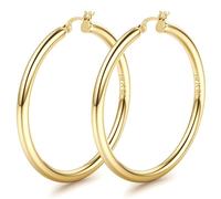 FIOROYAL Chunky Gold Hoop Earrings for Women 925 Sterling Silver Post 70MM