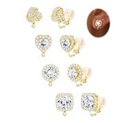 FIOROYAL Clip on Earrings Women-Hypoallergenic Non Pierced Silver Gold Clip On Stud Earrings- Cubic Zirconia Knot Twist Flower Heart Fake Earring Set for Women Girls Kids Wedding/Dance/Gift G4