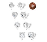 FIOROYAL Clip on Earrings Women-Hypoallergenic Non Pierced Silver Gold Clip On Stud Earrings- Cubic Zirconia Knot Twist Flower Heart Fake Earring Set for Women Girls Kids Wedding/Dance/Gift S4