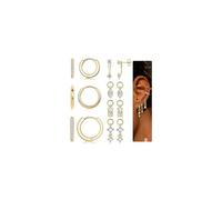 FIOROYAL Earrings for Women 14K Gold Plated Small Stud Hoop Earrings Set Hypoallergenic Cartilage Earring Stacks Dangle Huggie Conch Helix Piercings Multiple Jewelry Gold/Silver