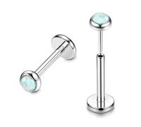 FIOROYAL G23 Titanium Labret Studs Cartilage Tragus Earrings 16G Threadless Push in Medusa Piercing Opal Flat Back Earrings Titanium Nose Stud Labret Lip Tragus Helix Piercing Jewellery, 6mm16g-opal-