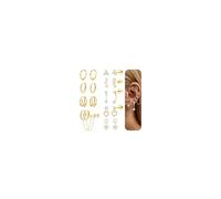 FIOROYAL Gold Earrings for Women,14K Gold Plated Chian Earring Stack | Hypoallergenic Surgical Steel Stud Hoop Earring Set,Flat Back Earrings Star Charm Cartilage Helix Piercing Jewellery G