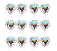 FIOROYAL Rhinestone Earrings Heart Shaped Acrylic Stone Inside Crystal Halo Stud Earrings for Dance Competitions Stage Opera Performance Wedding Party 6AB