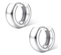 FIOROYAL Silver Hoop Earrings for Women, 925 Sterling Silver Small Chunky Hoops, 14K Gold Plated Huggie Earrings, Hypoallergenic Lightweight Silver Gold Earrings for Sensitive Ears S12