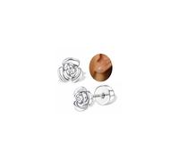 FIOROYAL Sterling Silver Stud Earrings for Women Girls Tiny Flat Back Earrings Hypoallergenic Silver Flower Bow CZ Heart Studs Dainty Earring Jewellery Gifts for Girls S2