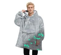 Fiosnow Glow in the Dark Dinosaur Fossil Blanket Hoodies for Women and Men Adult Oversize Wearable Blanket Hoodies for Soft and Warm