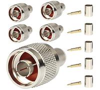 Fiotasy 5-Pack N Type Connector Male Crimp On Plug Coaxial Connector for LMR400 RG8 Belden 9913 50 Ohm Low Loss RF Coaxial Cable