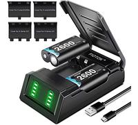 FIOTOK 2x2600 mAh Xbox Rechargeable Battery Pack with Fast Charger Station, Led Indicator, 4×Battery Cover for Xbox One/S/X/Elite/Series X|S