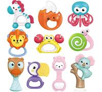 Fiouni Baby Toys 0-6 Months Baby Rattles Teething Toys Baby's First Rattle Toys Gift Set for Infant Newborn Baby Boy Girl 0 3 6 9 12 Months 10 PCS